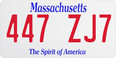 MA license plate 447ZJ7