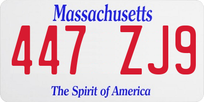 MA license plate 447ZJ9