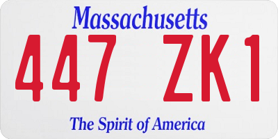 MA license plate 447ZK1