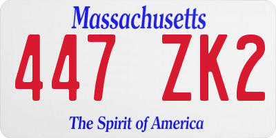 MA license plate 447ZK2