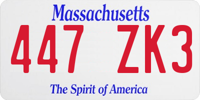MA license plate 447ZK3