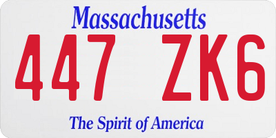MA license plate 447ZK6