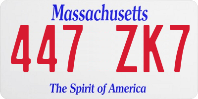 MA license plate 447ZK7