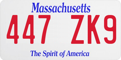 MA license plate 447ZK9