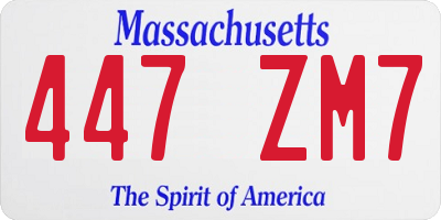 MA license plate 447ZM7