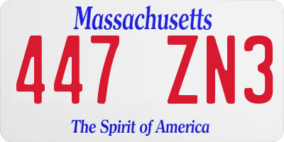 MA license plate 447ZN3