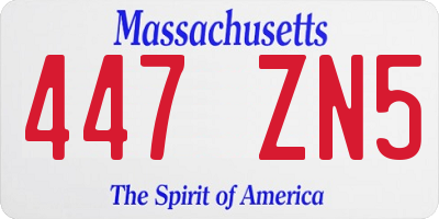 MA license plate 447ZN5