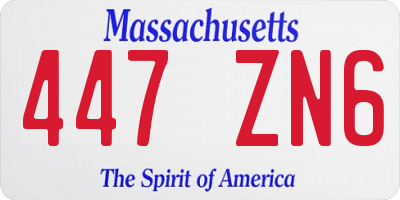 MA license plate 447ZN6