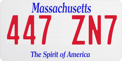 MA license plate 447ZN7