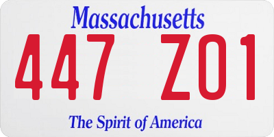 MA license plate 447ZO1