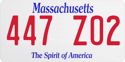 MA license plate 447ZO2