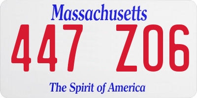 MA license plate 447ZO6
