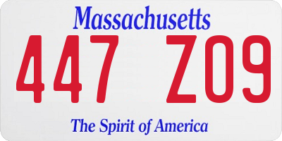 MA license plate 447ZO9