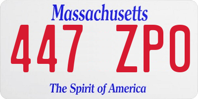 MA license plate 447ZP0