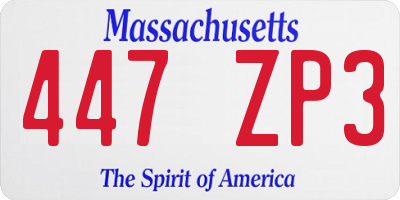 MA license plate 447ZP3