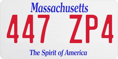 MA license plate 447ZP4