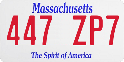 MA license plate 447ZP7