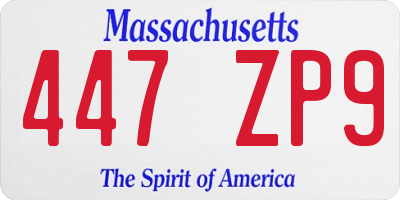 MA license plate 447ZP9