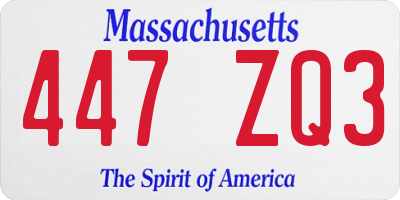 MA license plate 447ZQ3