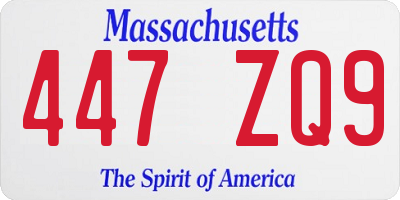 MA license plate 447ZQ9