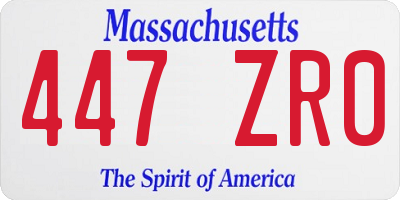 MA license plate 447ZR0