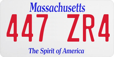 MA license plate 447ZR4