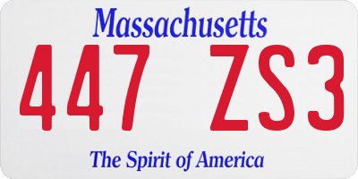 MA license plate 447ZS3