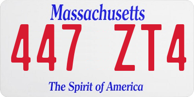 MA license plate 447ZT4