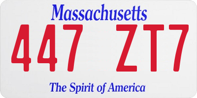 MA license plate 447ZT7