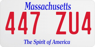 MA license plate 447ZU4