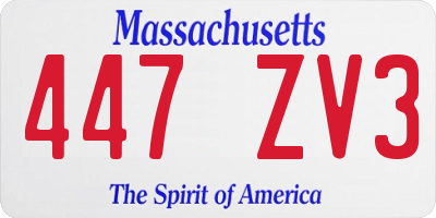 MA license plate 447ZV3
