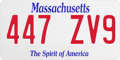 MA license plate 447ZV9