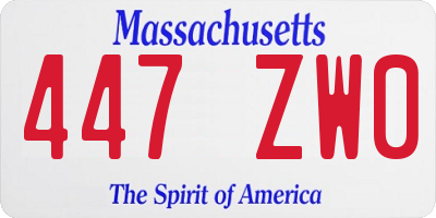 MA license plate 447ZW0