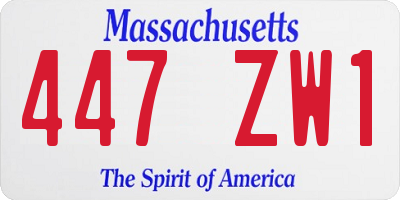 MA license plate 447ZW1