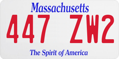 MA license plate 447ZW2