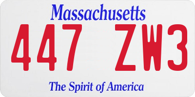 MA license plate 447ZW3