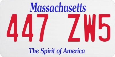 MA license plate 447ZW5