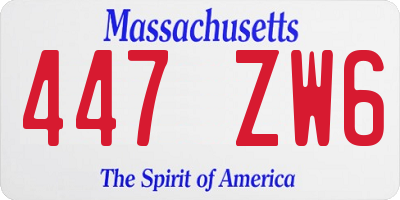 MA license plate 447ZW6