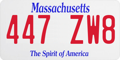 MA license plate 447ZW8