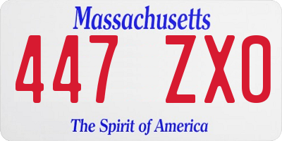 MA license plate 447ZX0