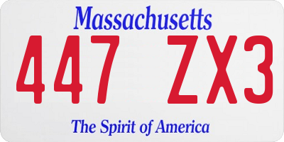 MA license plate 447ZX3