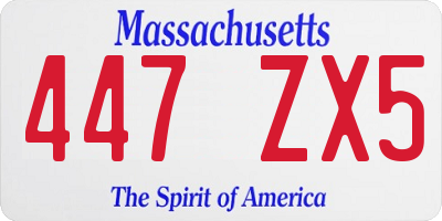 MA license plate 447ZX5
