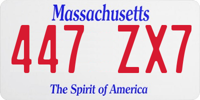 MA license plate 447ZX7
