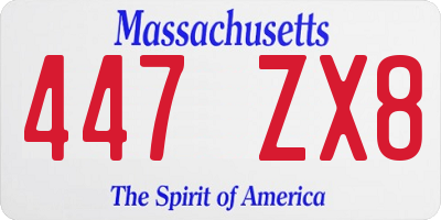 MA license plate 447ZX8
