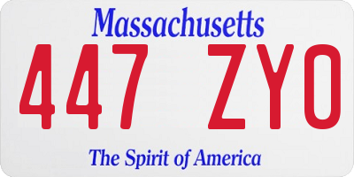 MA license plate 447ZY0