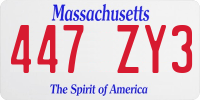 MA license plate 447ZY3