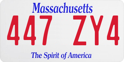 MA license plate 447ZY4