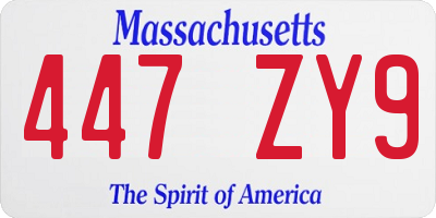 MA license plate 447ZY9