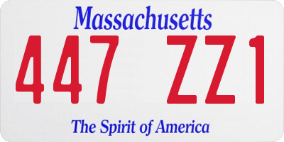 MA license plate 447ZZ1