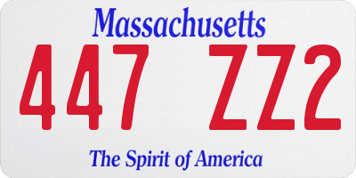 MA license plate 447ZZ2